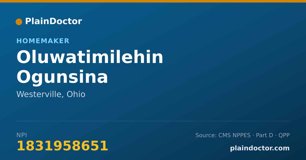 Shareable card for Oluwatimilehin Ogunsina - Homemaker, Westerville, OH