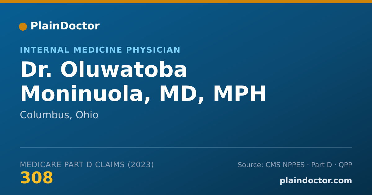 Shareable card for Oluwatoba Moninuola, MD, MPH - Internal Medicine Physician, Columbus, OH