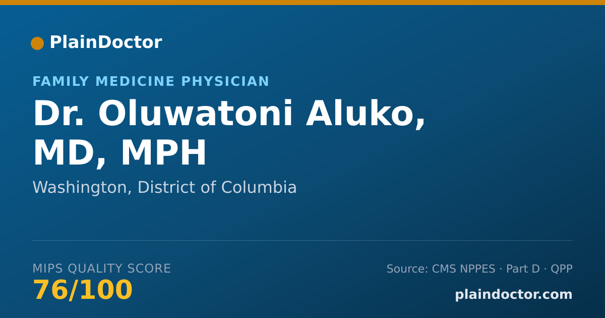 Shareable card for Oluwatoni Aluko, MD, MPH - Family Medicine Physician, Washington, DC