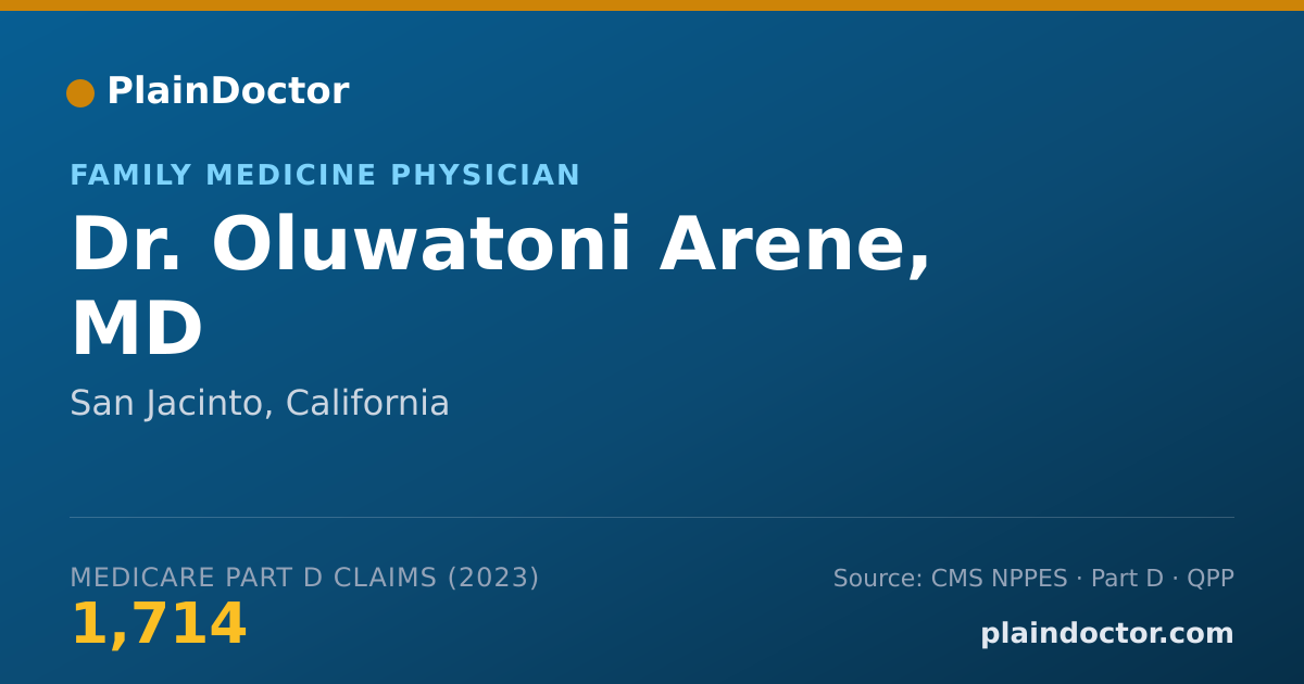 Shareable card for Oluwatoni Arene, MD - Family Medicine Physician, San Jacinto, CA