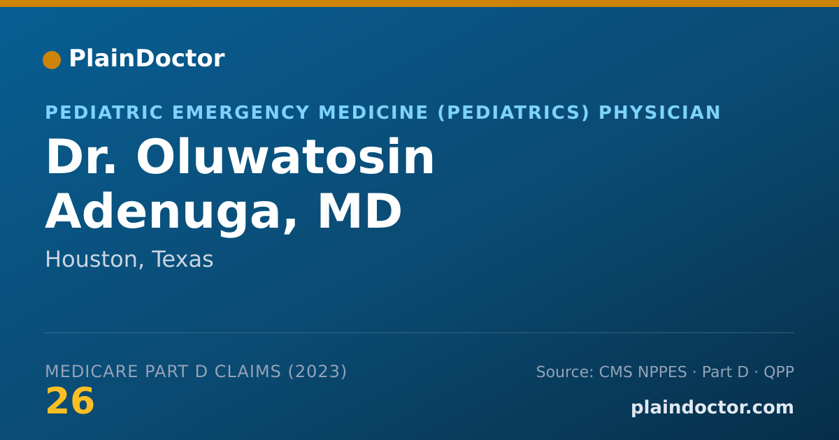 Shareable card for Oluwatosin Adenuga, MD - Pediatric Emergency Medicine (Pediatrics) Physician, Houston, TX