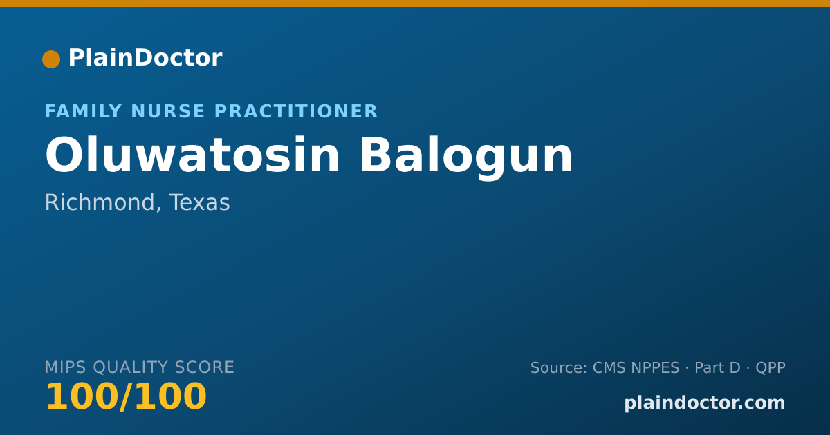 Shareable card for Oluwatosin Balogun - Family Nurse Practitioner, Richmond, TX