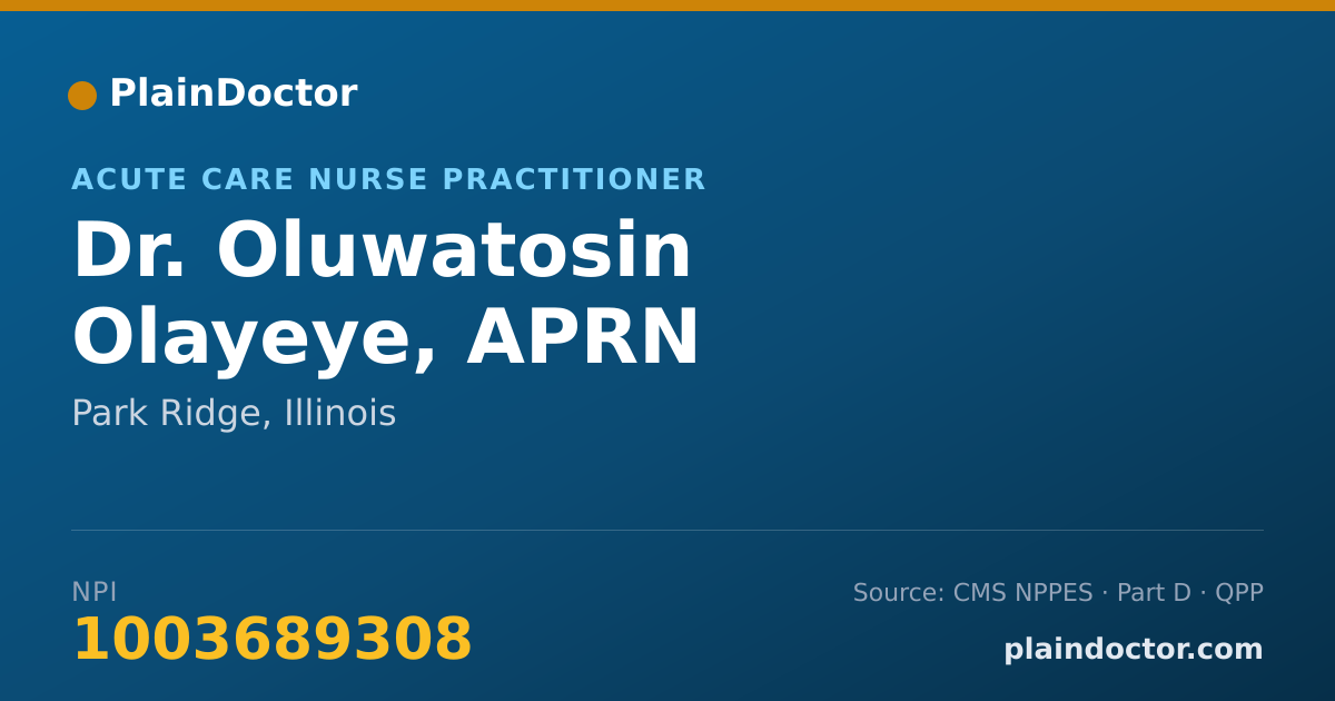 Shareable card for Oluwatosin Olayeye, APRN - Acute Care Nurse Practitioner, Park Ridge, IL