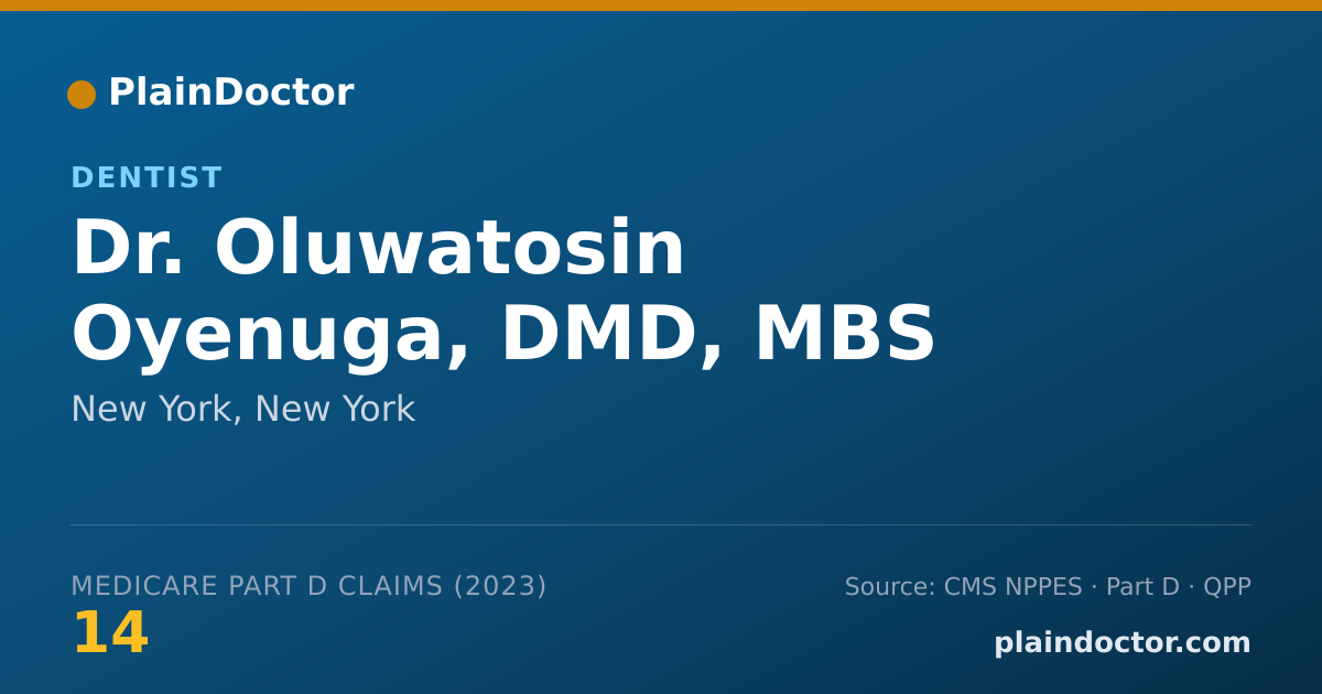 Shareable card for Oluwatosin Oyenuga, DMD, MBS - Dentist, New York, NY