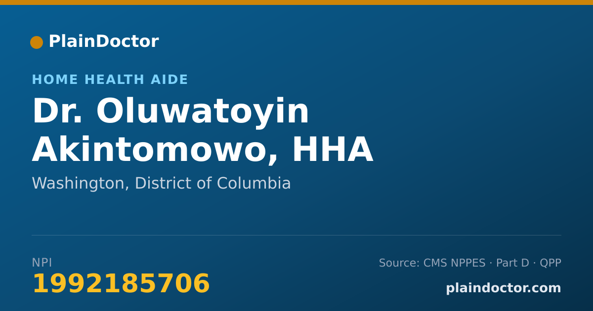 Shareable card for Oluwatoyin Akintomowo, HHA - Home Health Aide, Washington, DC