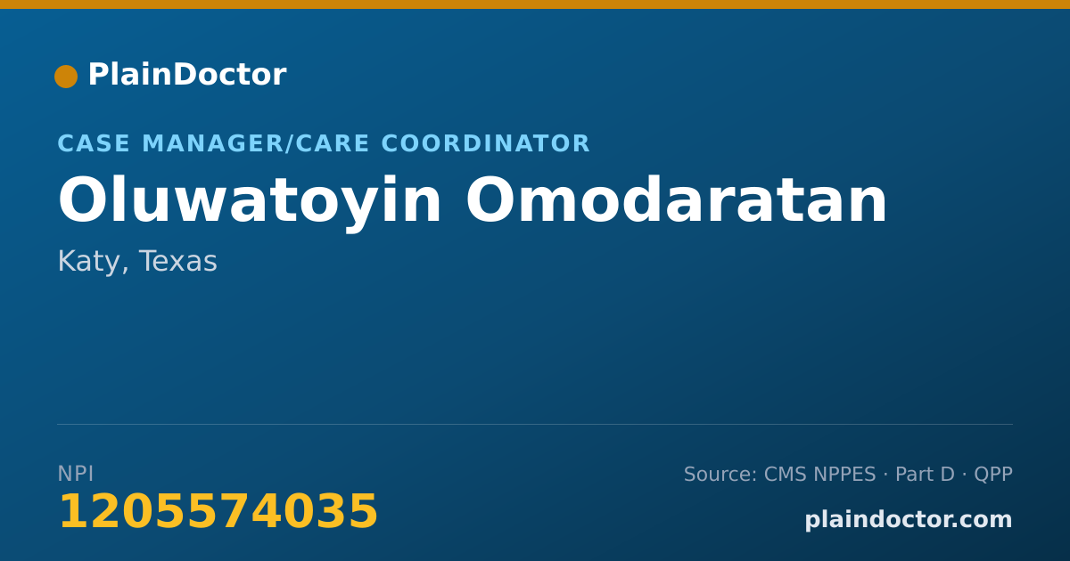 Shareable card for Oluwatoyin Omodaratan - Case Manager/Care Coordinator, Katy, TX