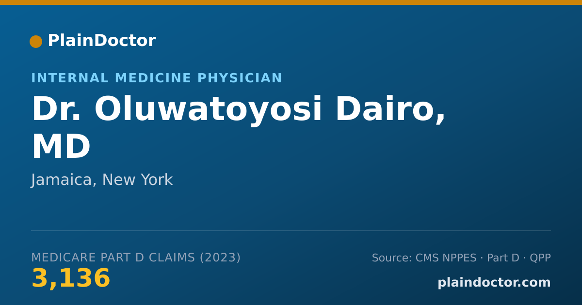 Shareable card for Oluwatoyosi Dairo, MD - Internal Medicine Physician, Jamaica, NY