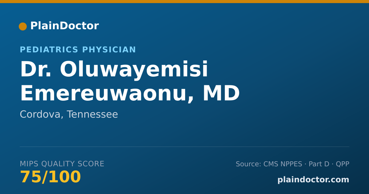 Shareable card for Oluwayemisi Emereuwaonu, MD - Pediatrics Physician, Cordova, TN