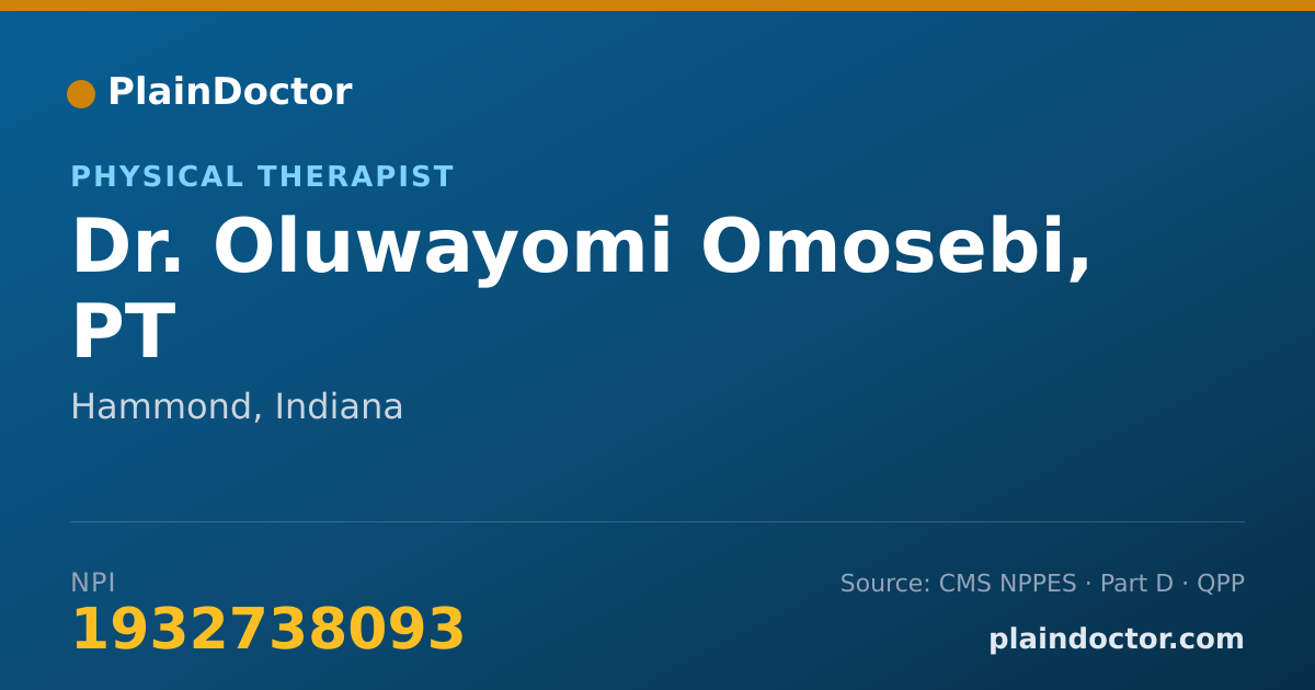 Shareable card for Oluwayomi Omosebi, PT - Physical Therapist, Hammond, IN