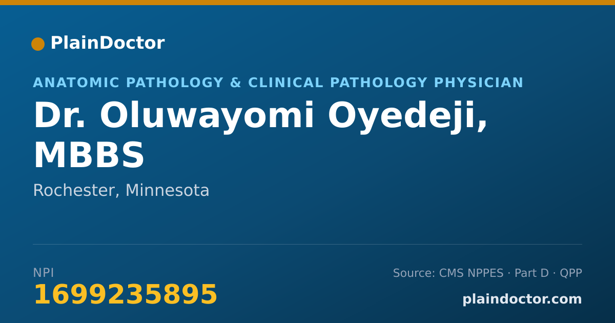 Shareable card for Oluwayomi Oyedeji, MBBS - Anatomic Pathology & Clinical Pathology Physician, Rochester, MN