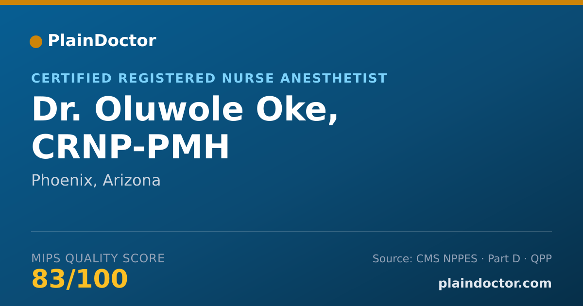 Shareable card for Oluwole Oke, CRNP-PMH - Certified Registered Nurse Anesthetist, Phoenix, AZ