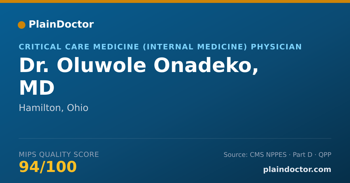 Shareable card for Oluwole Onadeko, MD - Critical Care Medicine (Internal Medicine) Physician, Hamilton, OH