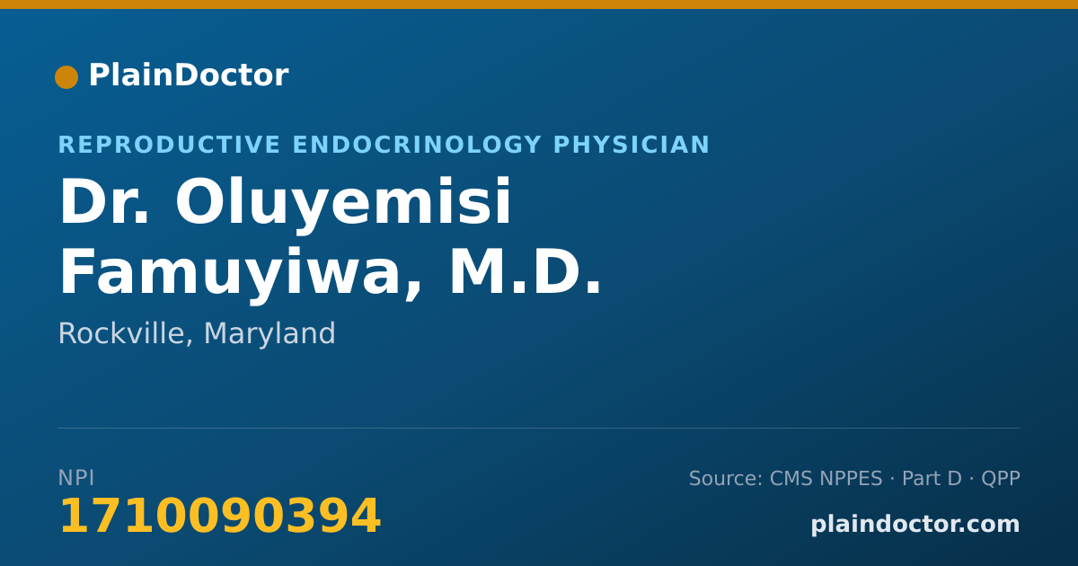 Shareable card for Oluyemisi Famuyiwa, M.D. - Reproductive Endocrinology Physician, Rockville, MD
