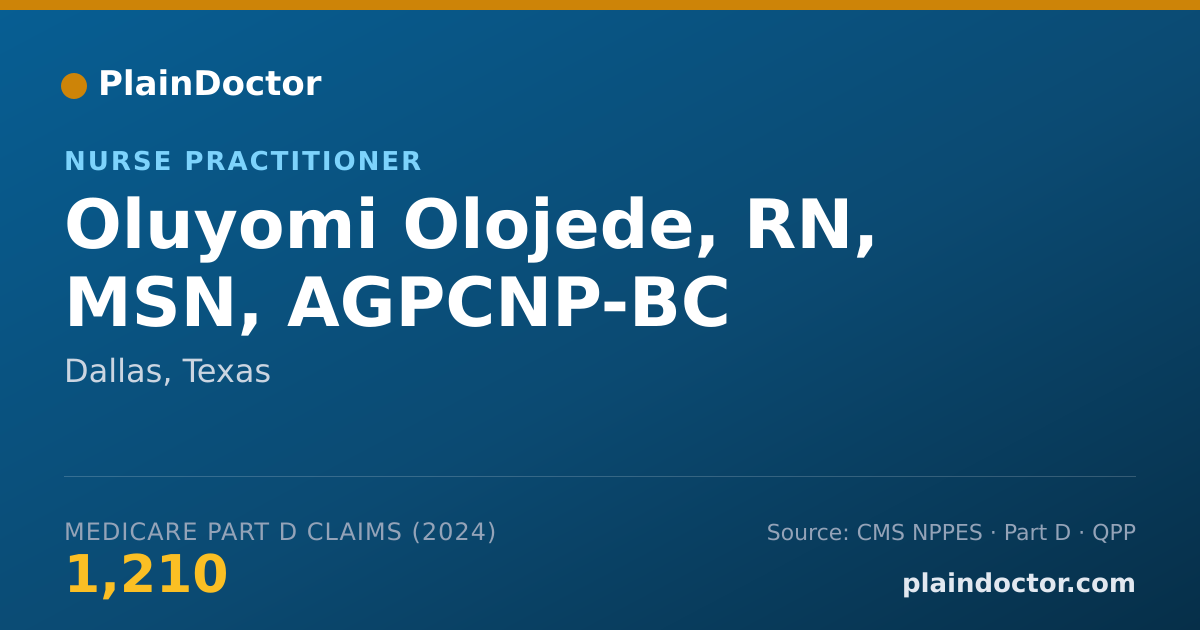 Shareable card for Oluyomi Olojede, RN, MSN, AGPCNP-BC - Nurse Practitioner, Dallas, TX