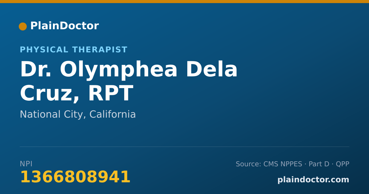 Shareable card for Olymphea Dela Cruz, RPT - Physical Therapist, National City, CA