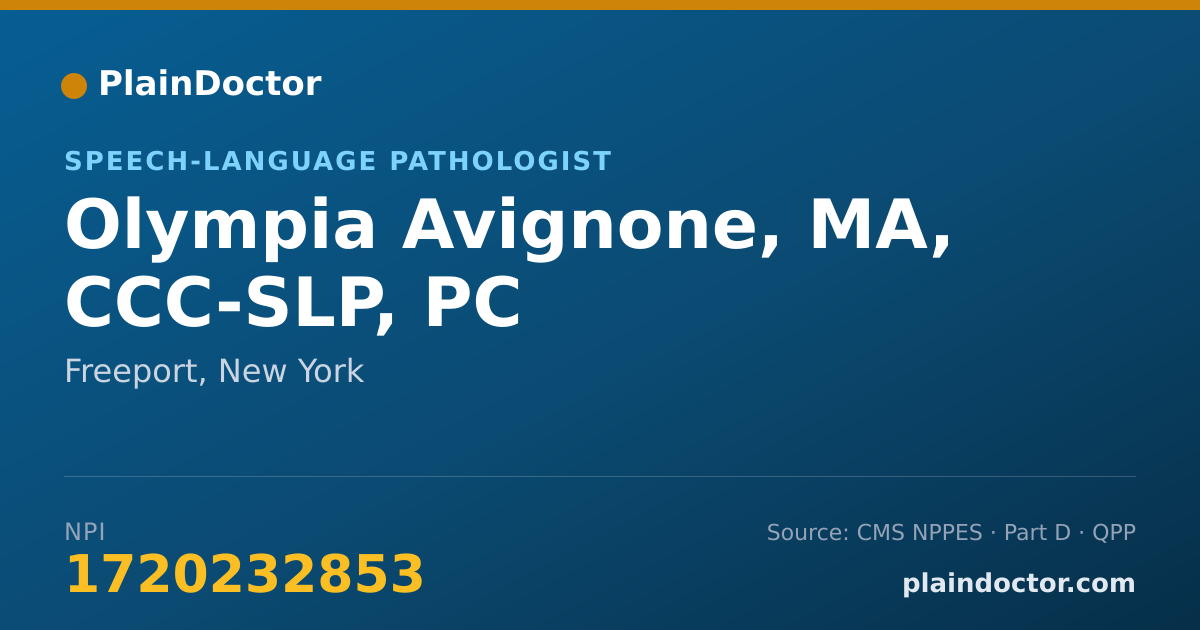 Shareable card for Olympia Avignone, MA, CCC-SLP, PC - Speech-Language Pathologist, Freeport, NY