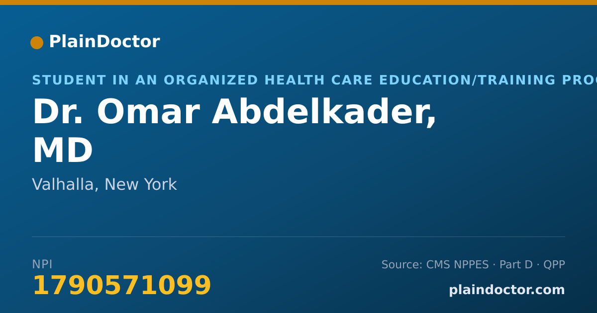 Shareable card for Omar Abdelkader, MD - Student in an Organized Health Care Education/Training Program, Valhalla, NY