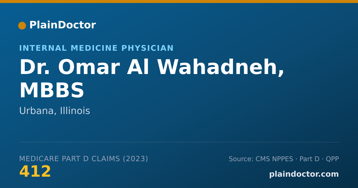 Shareable card for Omar Al Wahadneh, MBBS - Internal Medicine Physician, Urbana, IL