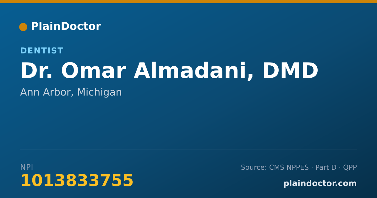 Shareable card for Omar Almadani, DMD - Dentist, Ann Arbor, MI