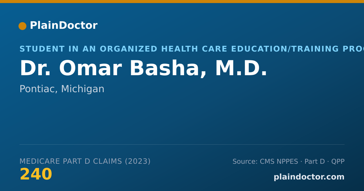 Shareable card for Omar Basha, M.D. - Student in an Organized Health Care Education/Training Program, Pontiac, MI