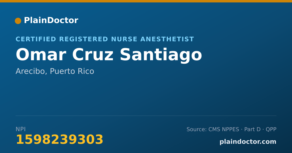 Shareable card for Omar Cruz Santiago - Certified Registered Nurse Anesthetist, Arecibo, PR