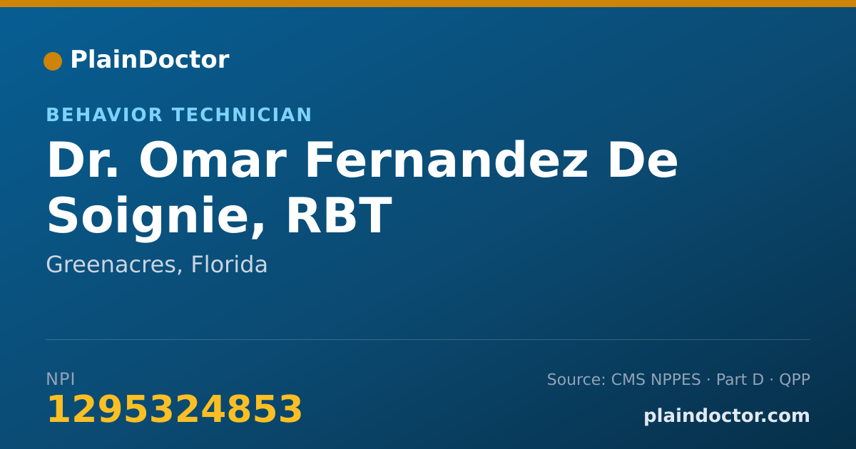 Shareable card for Omar Fernandez De Soignie, RBT - Behavior Technician, Greenacres, FL