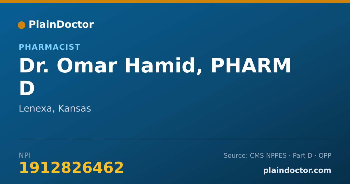 Shareable card for Omar Hamid, PHARM D - Pharmacist, Lenexa, KS