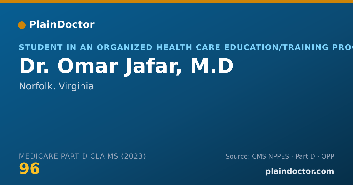 Shareable card for Omar Jafar, M.D - Student in an Organized Health Care Education/Training Program, Norfolk, VA