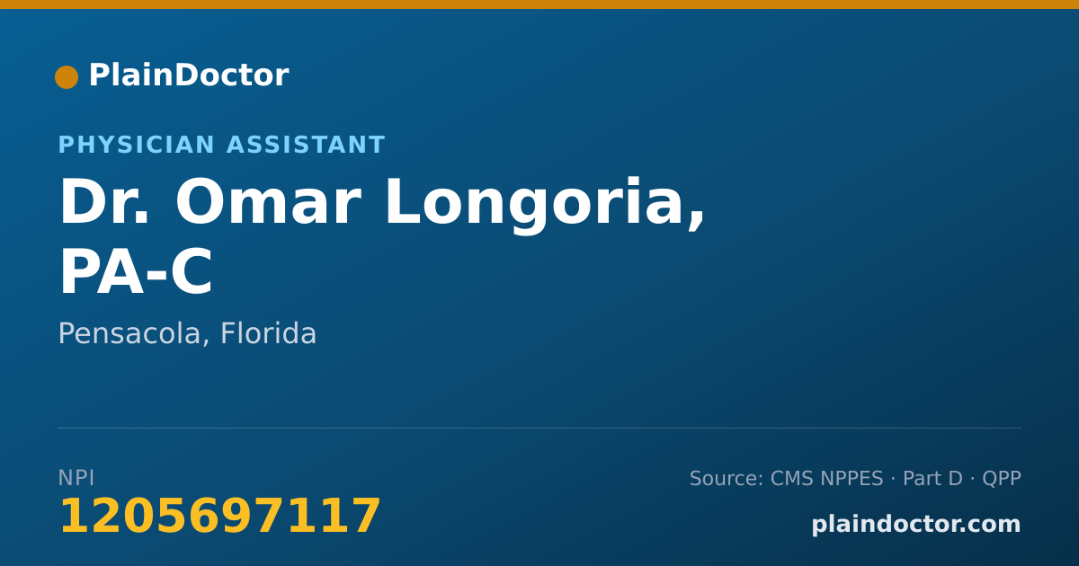 Shareable card for Omar Longoria, PA-C - Physician Assistant, Pensacola, FL