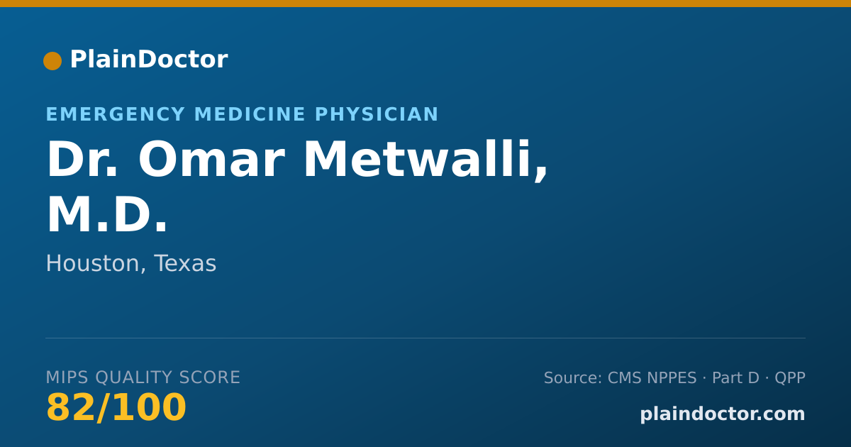 Shareable card for Omar Metwalli, M.D. - Emergency Medicine Physician, Houston, TX