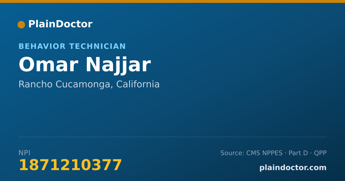 Shareable card for Omar Najjar - Behavior Technician, Rancho Cucamonga, CA