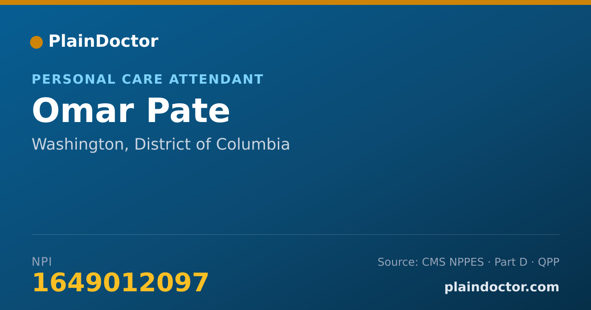 Shareable card for Omar Pate - Personal Care Attendant, Washington, DC