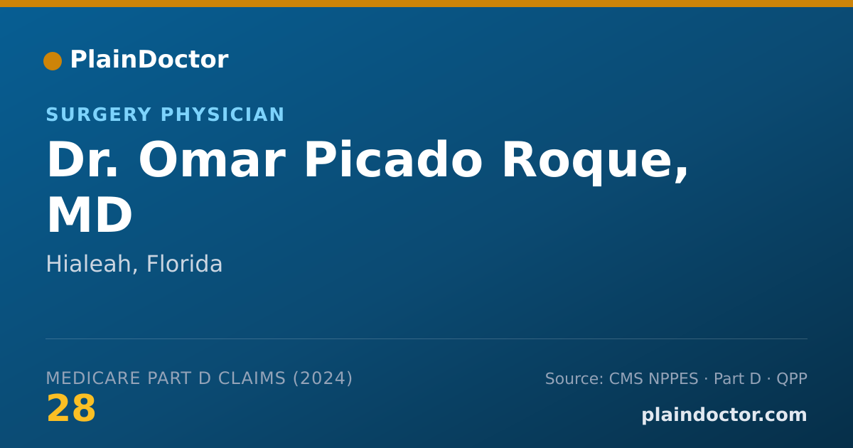 Shareable card for Omar Picado Roque, MD - Surgery Physician, Hialeah, FL