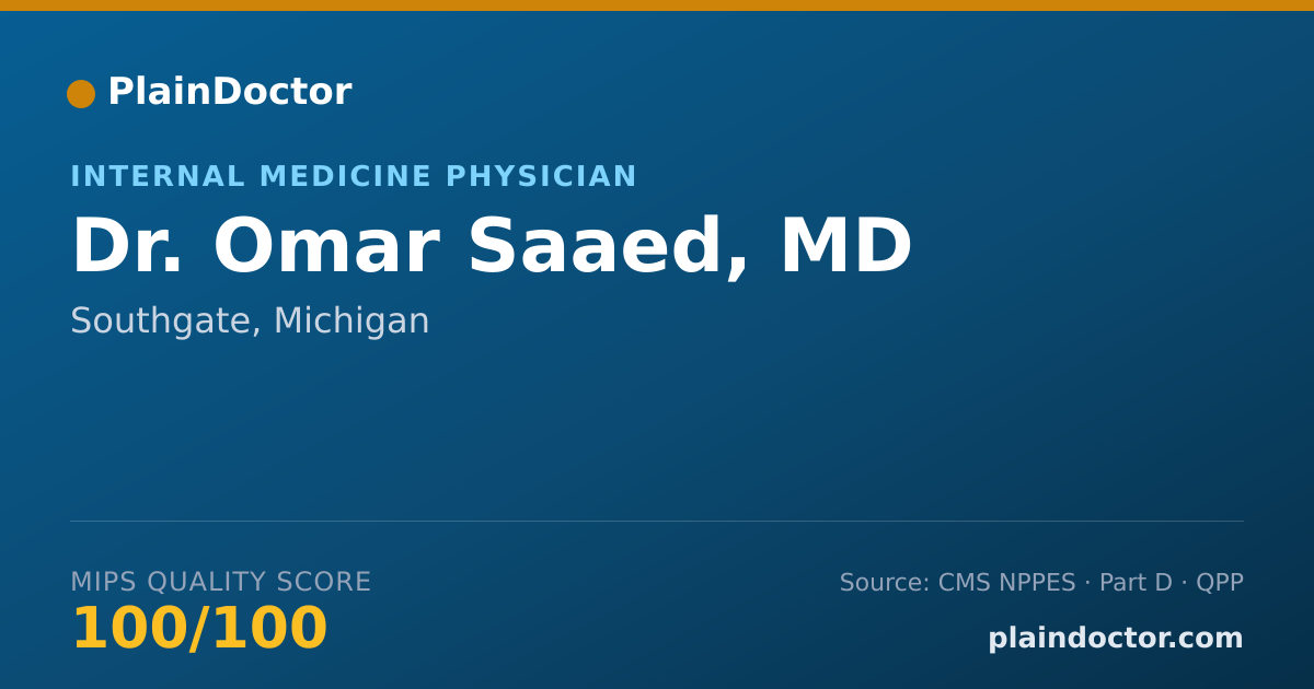 Shareable card for Omar Saaed, MD - Internal Medicine Physician, Southgate, MI