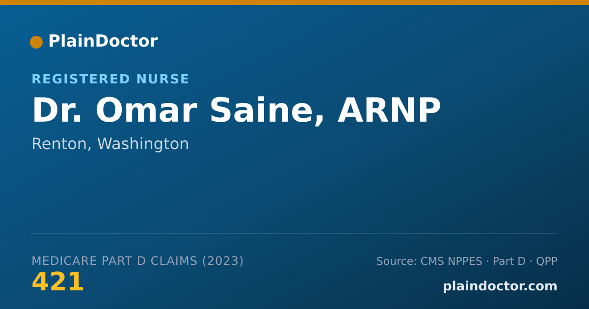 Shareable card for Omar Saine, ARNP - Registered Nurse, Renton, WA