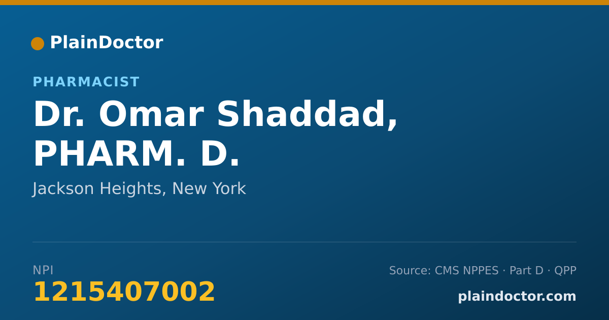 Shareable card for Omar Shaddad, PHARM. D. - Pharmacist, Jackson Heights, NY