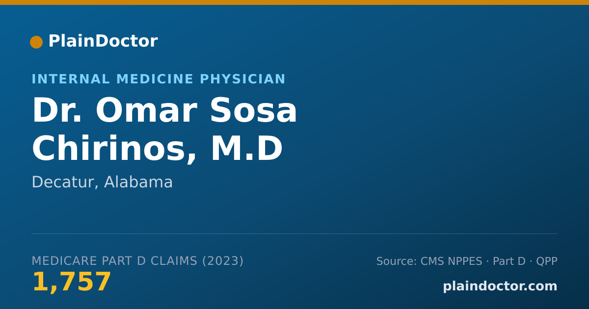 Shareable card for Omar Sosa Chirinos, M.D - Internal Medicine Physician, Decatur, AL