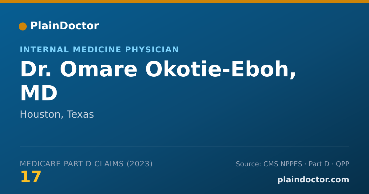 Shareable card for Omare Okotie-Eboh, MD - Internal Medicine Physician, Houston, TX
