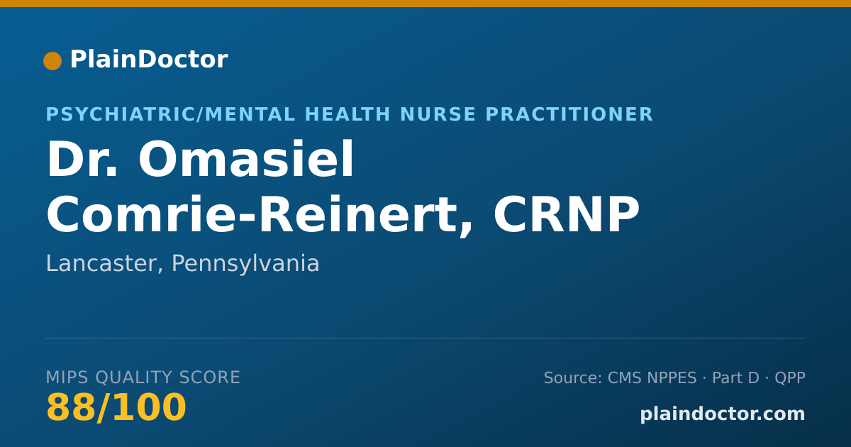 Shareable card for Omasiel Comrie-Reinert, CRNP - Psychiatric/Mental Health Nurse Practitioner, Lancaster, PA