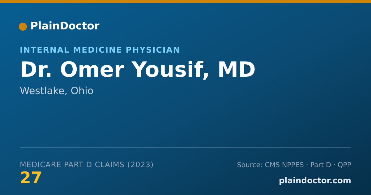 Shareable card for Omer Yousif, MD - Internal Medicine Physician, Westlake, OH