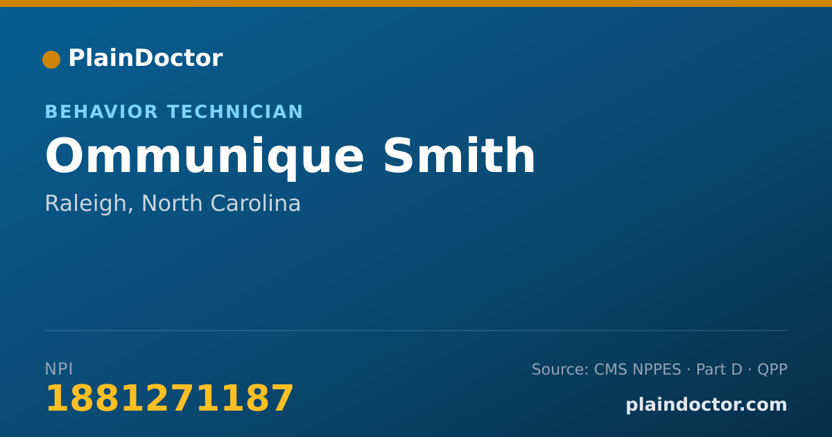 Shareable card for Ommunique Smith - Behavior Technician, Raleigh, NC