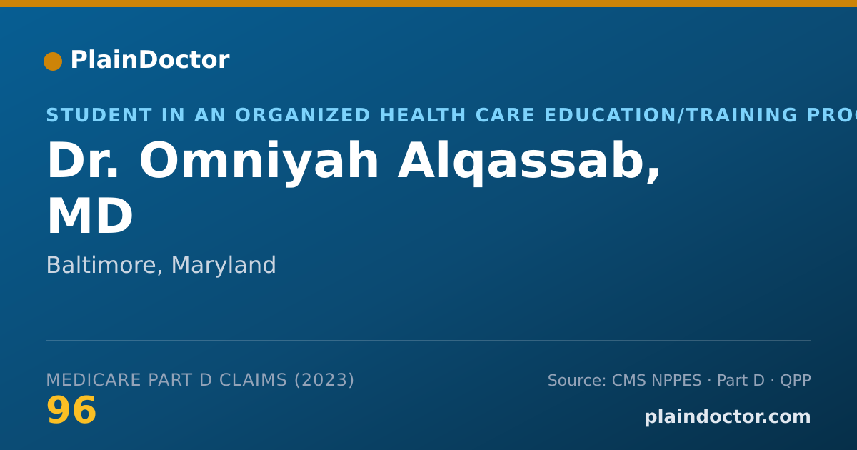 Shareable card for Omniyah Alqassab, MD - Student in an Organized Health Care Education/Training Program, Baltimore, MD