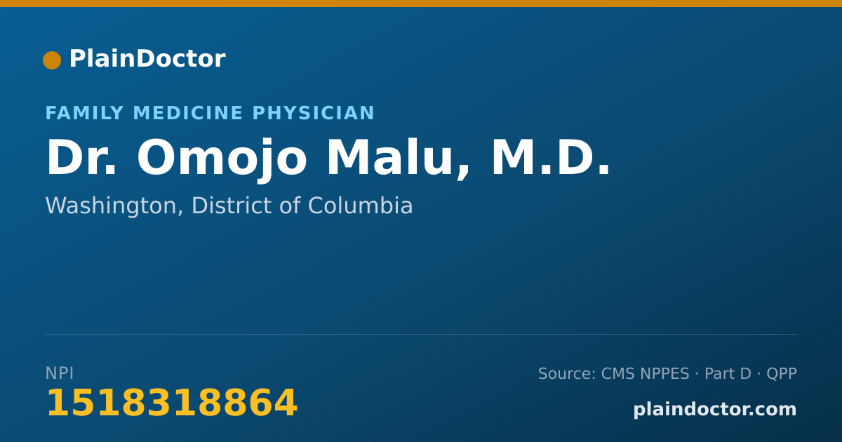 Shareable card for Omojo Malu, M.D. - Family Medicine Physician, Washington, DC
