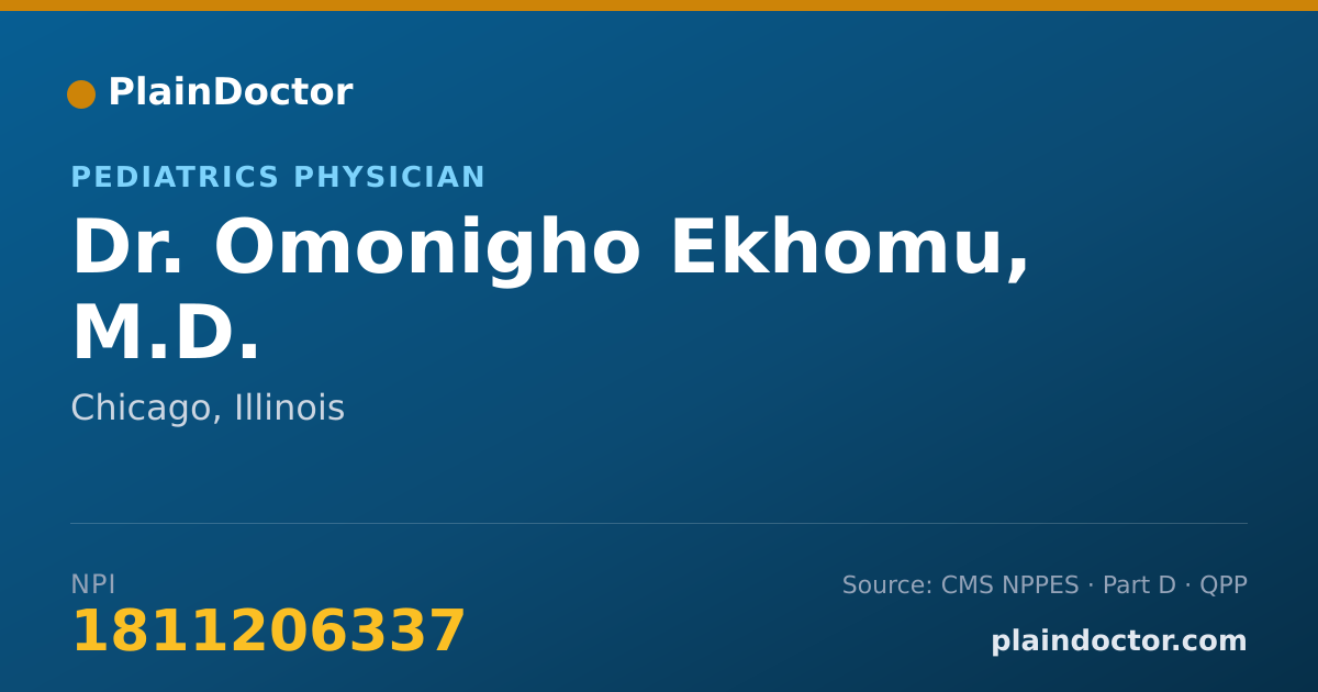Shareable card for Omonigho Ekhomu, M.D. - Pediatrics Physician, Chicago, IL