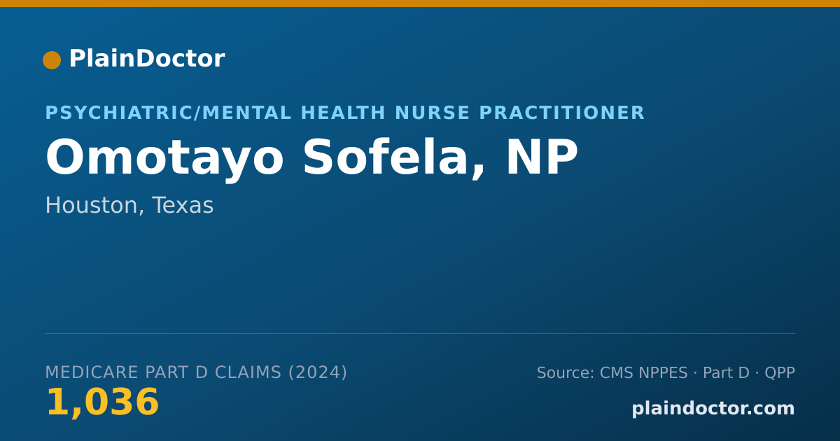 Shareable card for Omotayo Sofela, NP - Psychiatric/Mental Health Nurse Practitioner, Houston, TX