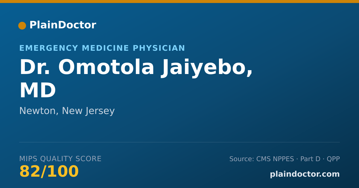 Shareable card for Omotola Jaiyebo, MD - Emergency Medicine Physician, Newton, NJ