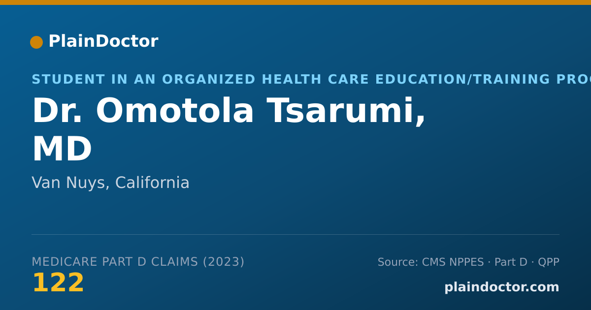 Shareable card for Omotola Tsarumi, MD - Student in an Organized Health Care Education/Training Program, Van Nuys, CA
