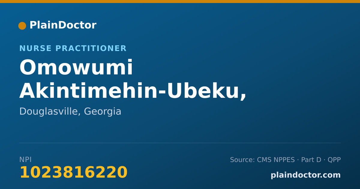 Shareable card for Omowumi Akintimehin-Ubeku, NURSE PRACTITIONER - Nurse Practitioner, Douglasville, GA