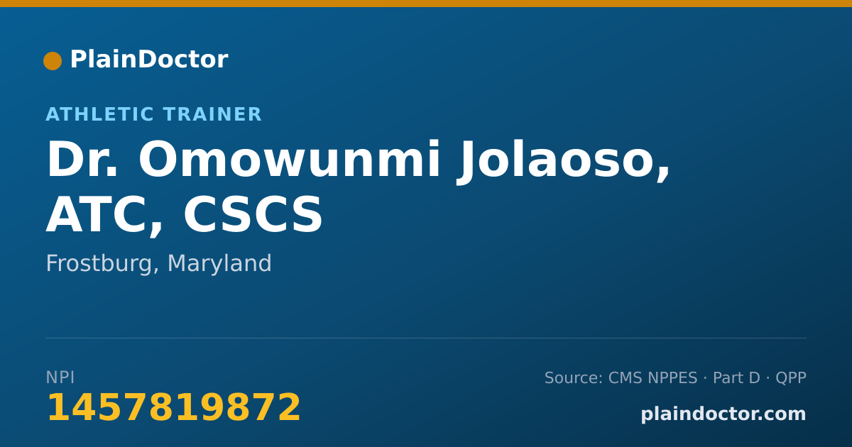 Shareable card for Omowunmi Jolaoso, ATC, CSCS - Athletic Trainer, Frostburg, MD