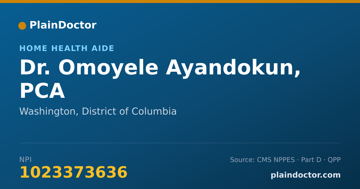 Shareable card for Omoyele Ayandokun, PCA - Home Health Aide, Washington, DC